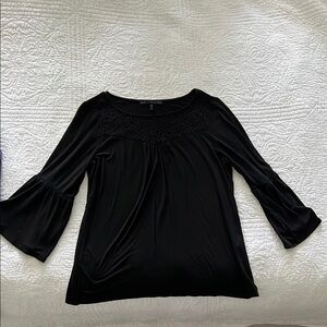 White House Black Market Black Bell Sleeve Blouse